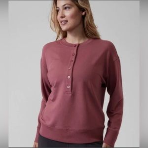 Athleta Balance Henley Pull Over Crew Neck Sweatshirt